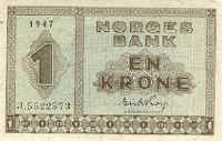 Norway 1 kroner 1940-1950 front