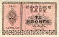 Norway 2 kroner 1940-1950 front